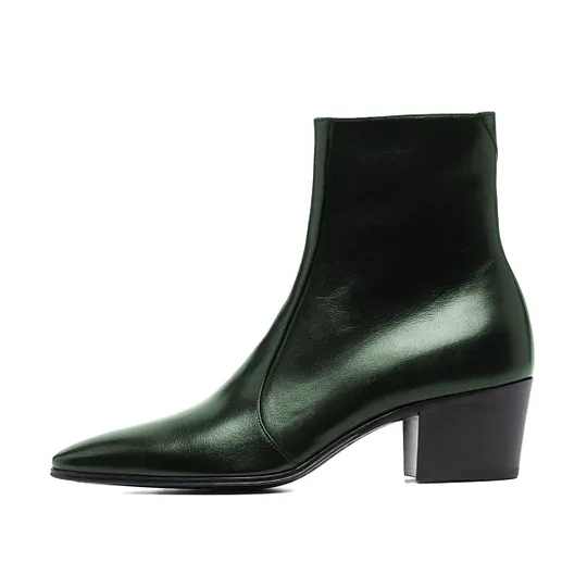 dark green dress boots Flora Embroidered Boots Wide (Emerald Green), 10W