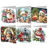 6Pcs DIY Christmas Deer Bear Dog Diamond Painting Cards