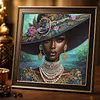 Lakeside Blue Bead Black Lady Special Shaped 5D DIY Partial Drill Diamond Art Kit 30x30cm Diamonds Dots Gem Art Kits for Adults Home Decor