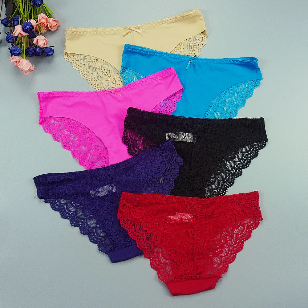 Billionm Sexy Women Panties Lace Briefs Seamless Underwear Silky Hollow Out Mid Rise Femme Underpants Lingerie Intimate Shorts