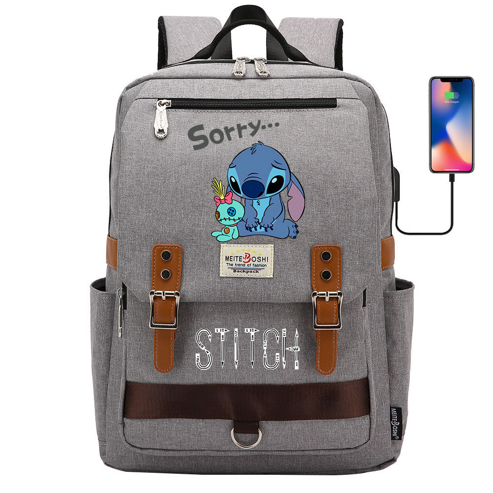 Stylish Lilo & Stitch Backpack with USB Charging and 15-Inch Laptop Compartment - Perfect for School and Travel-Mayoulove