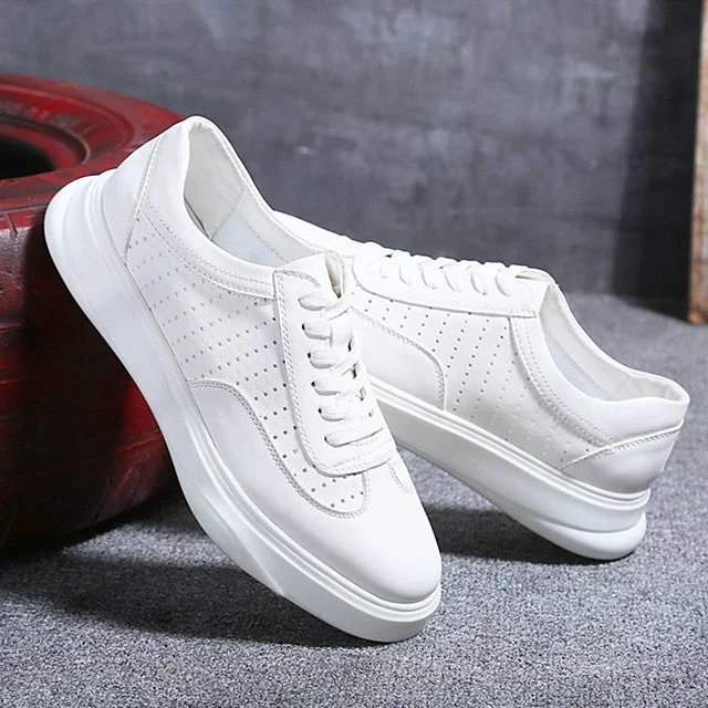 Men's Fall Business Daily Sneakers Pu Non-Slipping White / Black