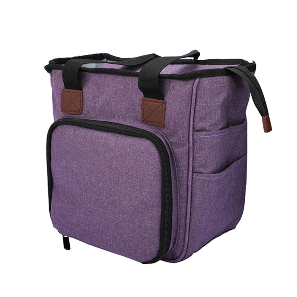 Bolsa de punto lana lana ganchillo almacenamiento aguja de coser organizador de bricolaje (púrpura)