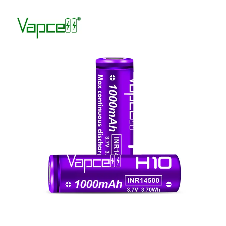 Vapcell H10 14500 1000mah 10A Flat Top Rechargeable Battery (pack of 2)