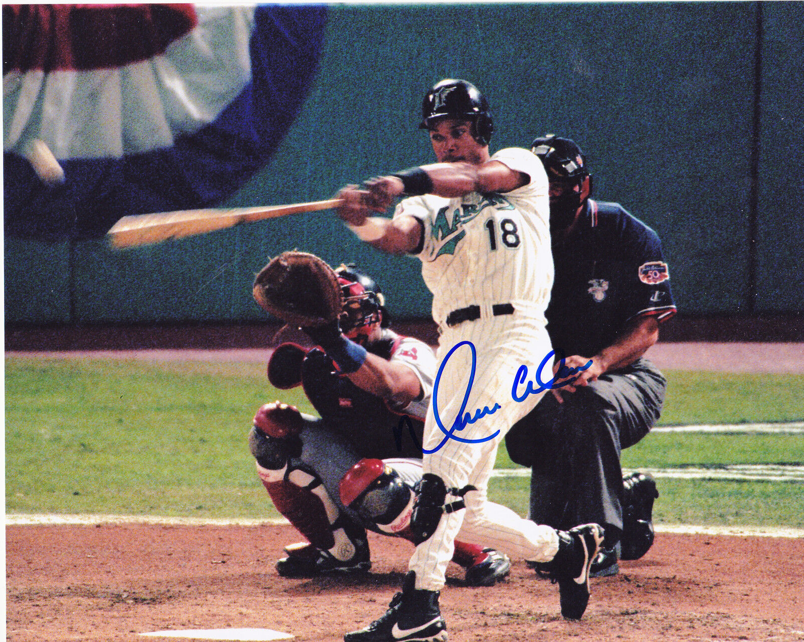 MOISES ALOU FLORIDA MARLINS ACTION SIGNED 8x10