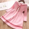 Kid Baby Girls Rabbit Sailor Collar New Knitted Preppy Dress