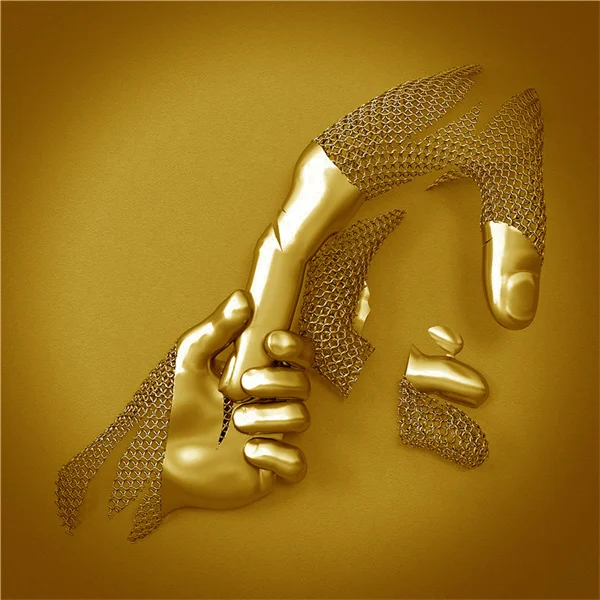 Love Heart Gray - 3D Art Wall丨Shake Hand丨Gold