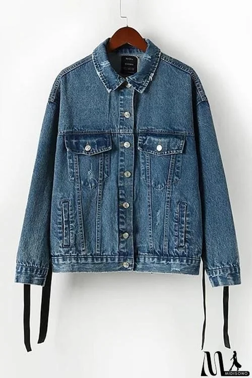 MidiSono - Lace Up Denim Jackets