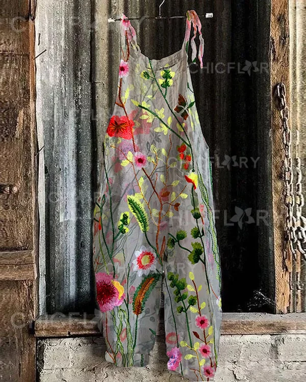 Women's  Floral Print Loose Casual Jumpsuit