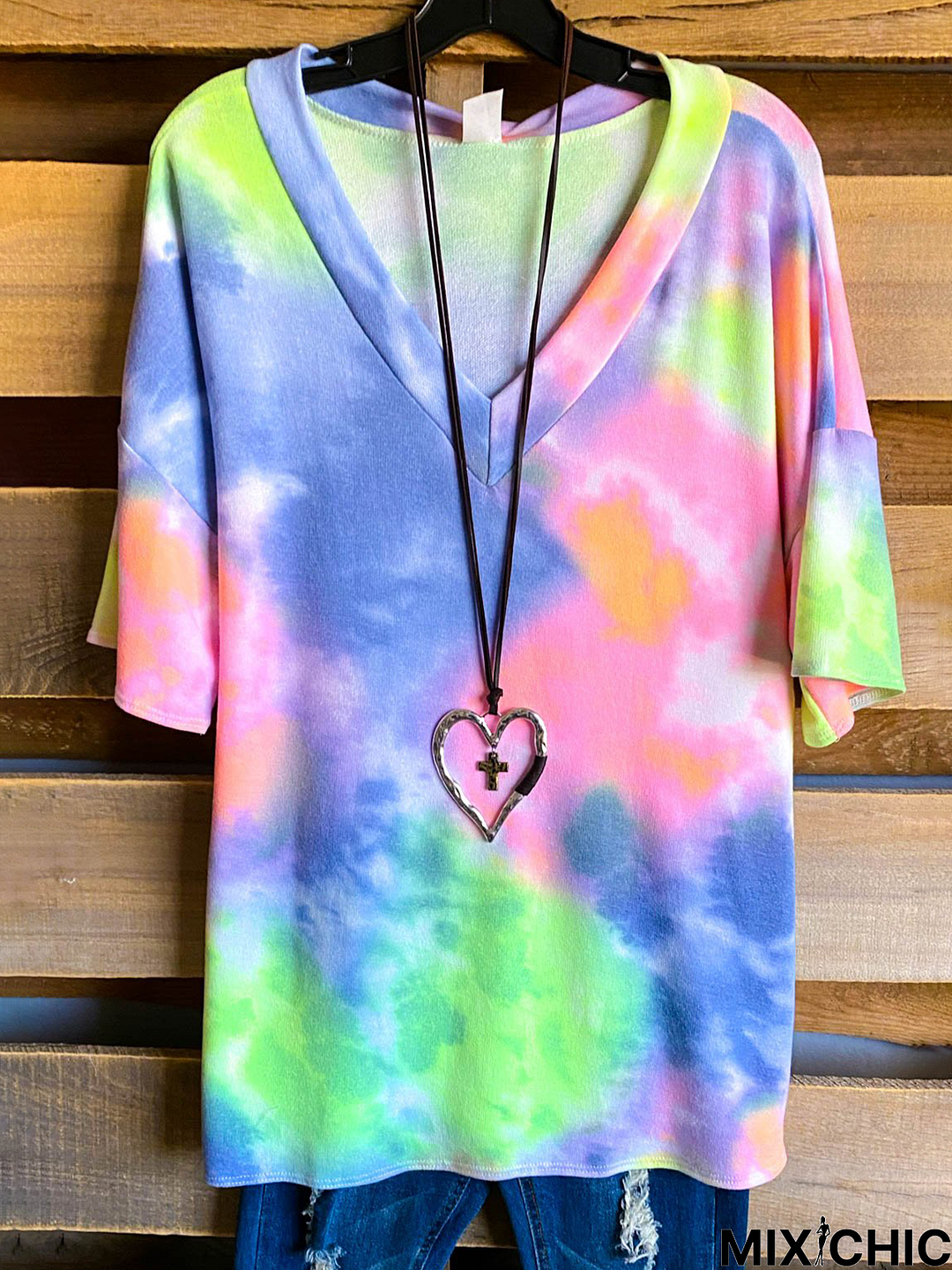 Plus size Tie-Dye Printed Holiday T-shirt