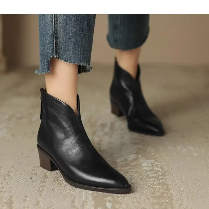 Popular women's shoes – 2025 High Quality Women's Shoes Ankle Women's Boots Fashion Back Zip Office and Career Sexy Pointed Toe Shoes for Women Zapatos | Maniros