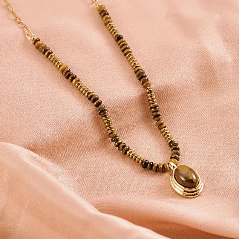 Casual Streetwear Geometric 304 Stainless Steel Tiger Eye Plating Necklace