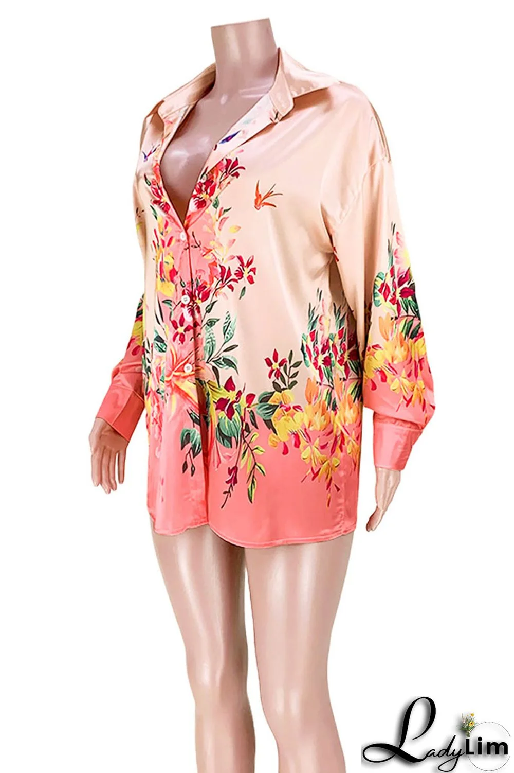 Orange Fashion Casual Basic Turndown Collar Tops