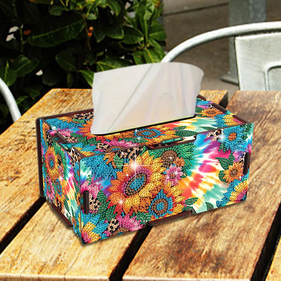 Wooden Diamond Painting Tissue Box for Home and Office Decoration (ZJH033)