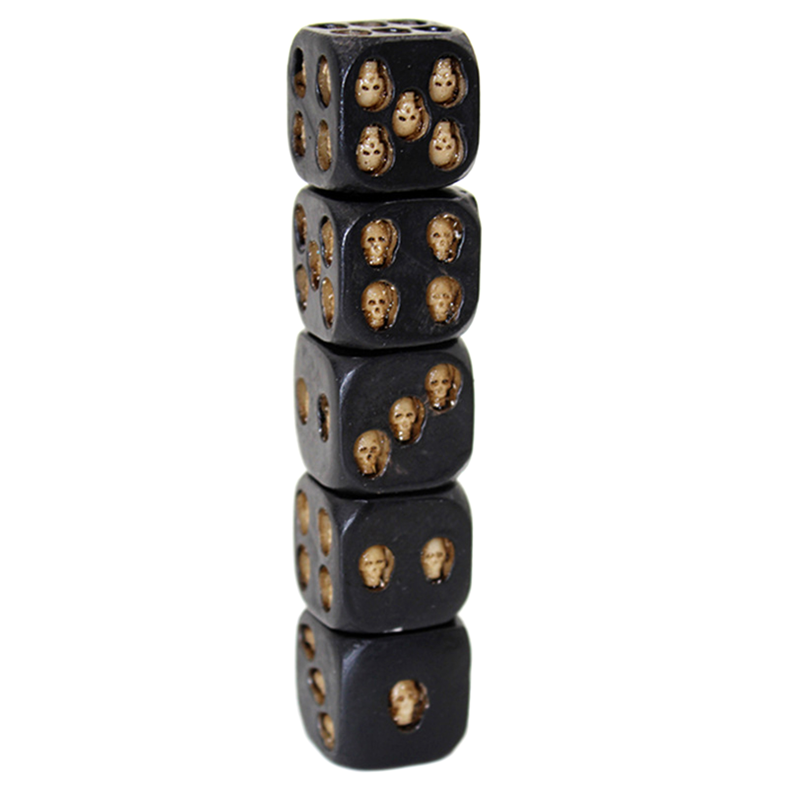 

5pcs Black Skull Dice with Skeleton Board Game Kit Black Resin Dice Party, 501 Original