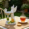 Solar Powered Garden Statue with RGB Light Hand Paint Lawn Ornament Waterproof Solar Fairy Decoration Statue for Patio Lawn Yard Outdoor Decor