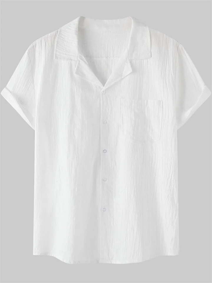 New Summer Loose Type Cotton Linen Short-sleeved Shirt Men's Linen Casual Half-sleeved Cardigan Shirt Thin Shirt Man-Cosfine