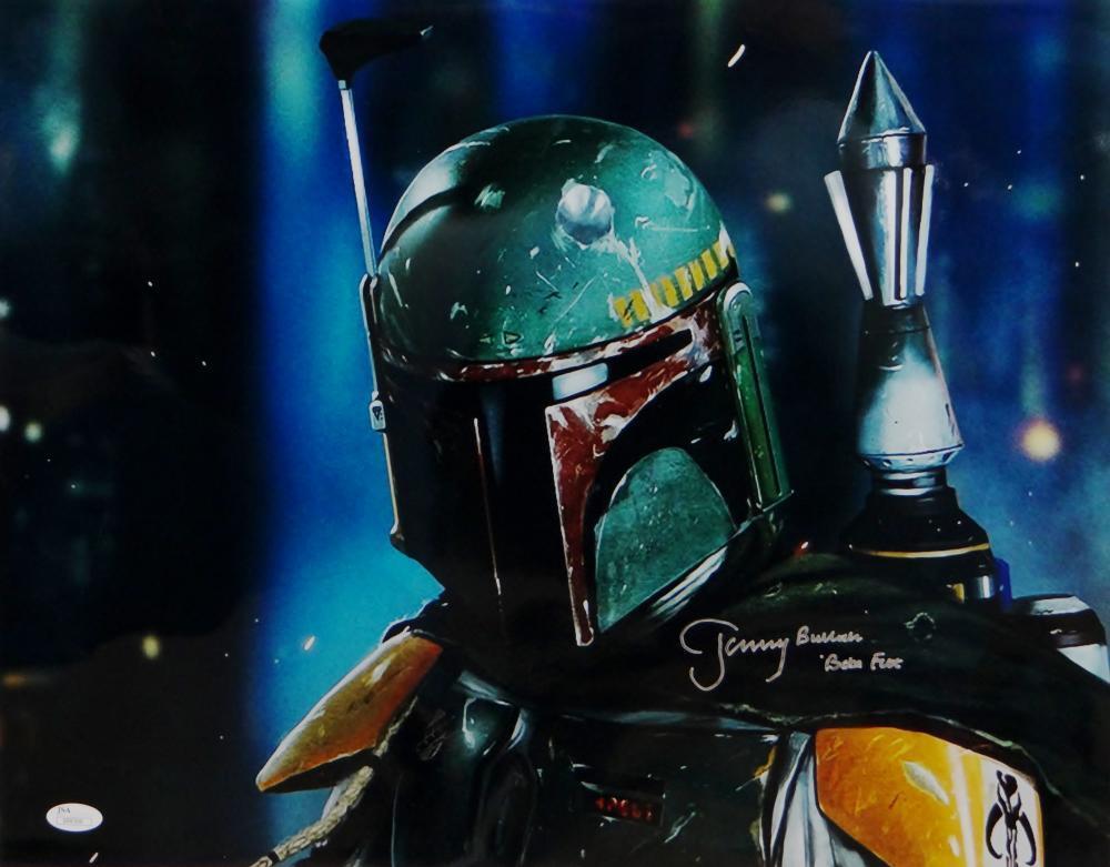 Jeremy Bulloch Boba Fett Signed Star Wars 16x20 Dark Close Up Photo Poster painting- JSA Auth *S