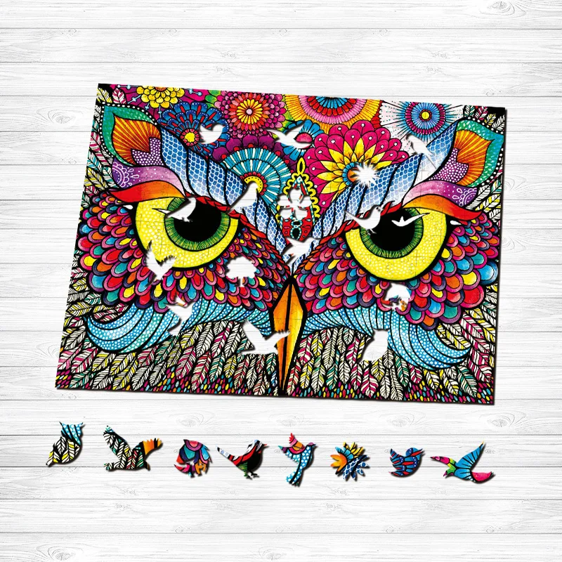 Jeffpuzzle™-JEFFPUZZLE™ Owl's Fierce Look Wooden Puzzle