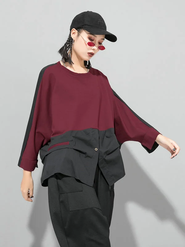 Original Irregularity Split-Joint Short Sleeves T-Shirts Tops