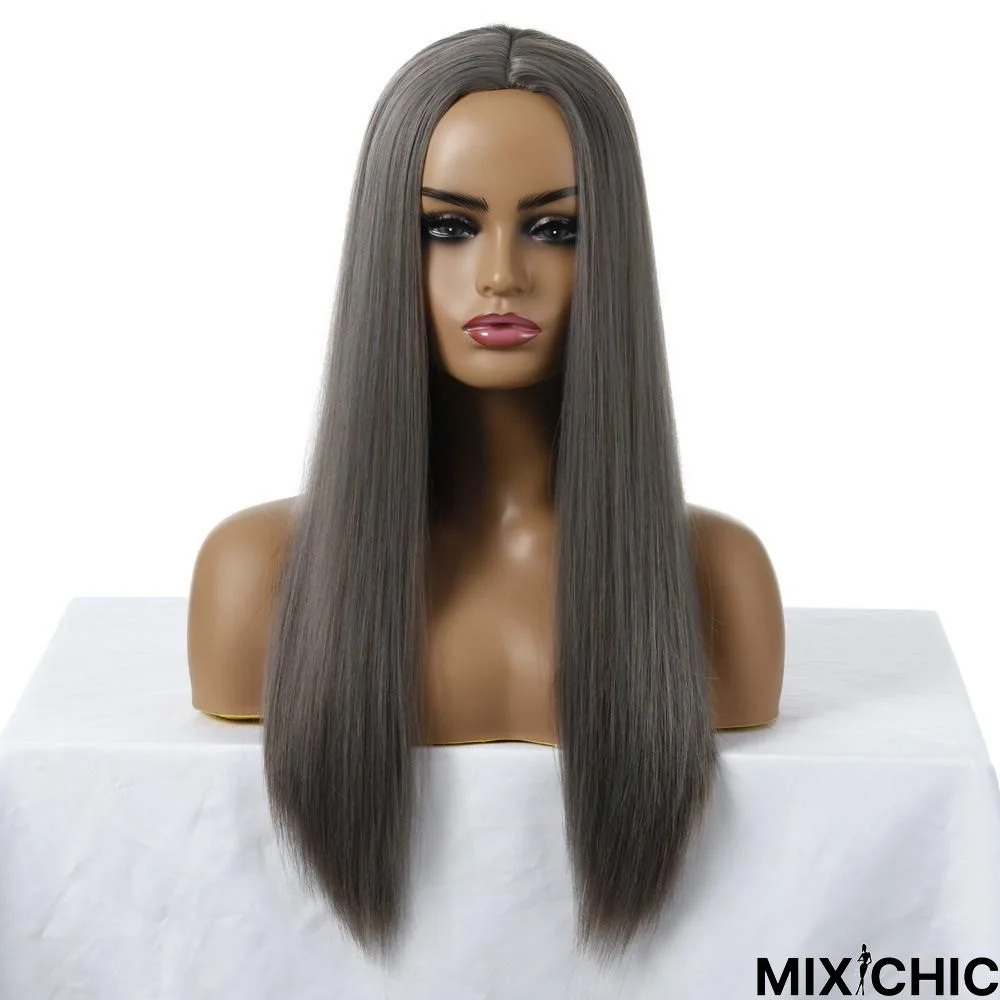 European and American Multicolor Long Straight Hair Women's Chemical Fiber Wig Set