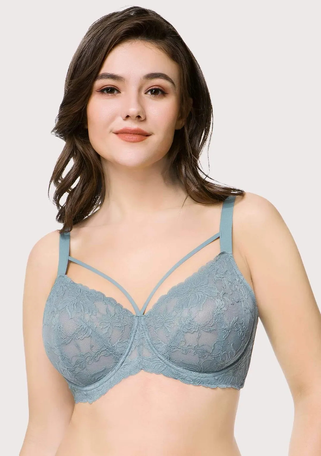 Pretty In Petals Black Unlined Strappy Lace Bra