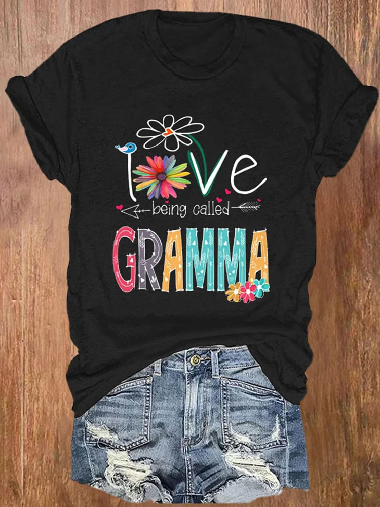 Love Being Called Gramma Print Casual T-Shirt