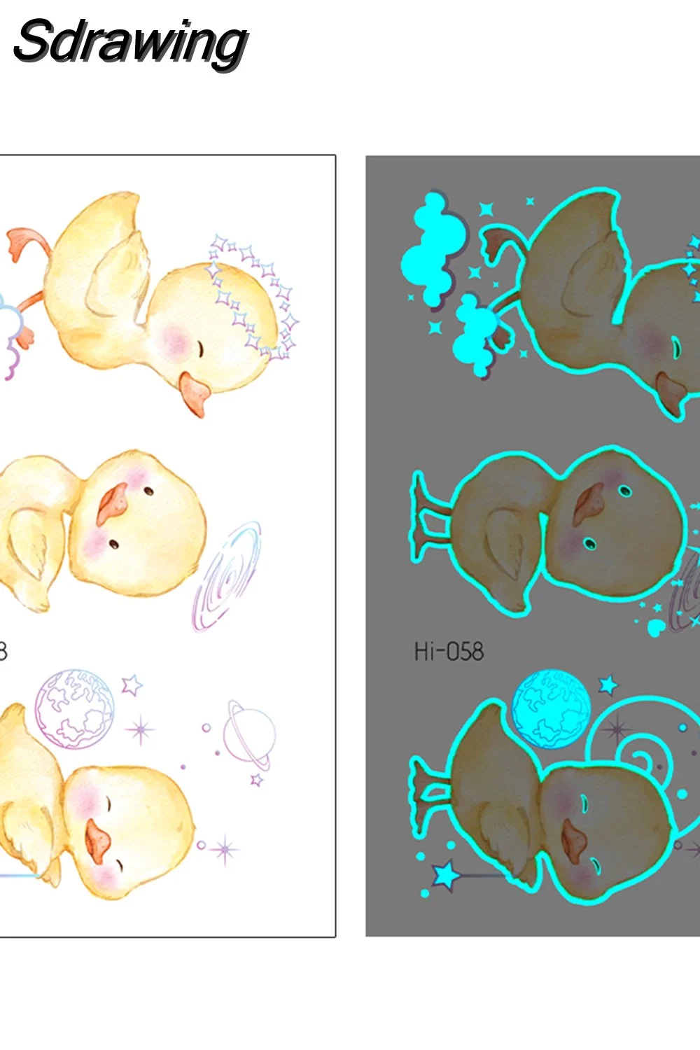 Sdrawing Temporary Tattoo Stickers Lovely Cat Star Rabbit panda Animal Festival Party Glowing Cool Face Tatoo for kid Women