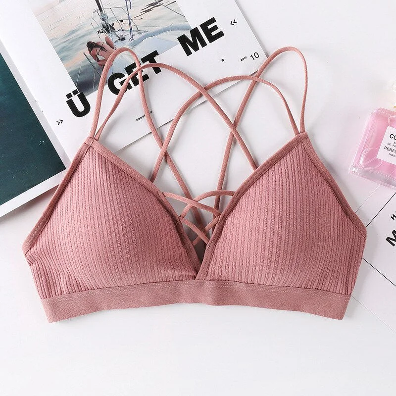 Sexy elastic rally bra push chest bra summer anti-glare Korean version wild steel tube bra sexy no steel ring bra