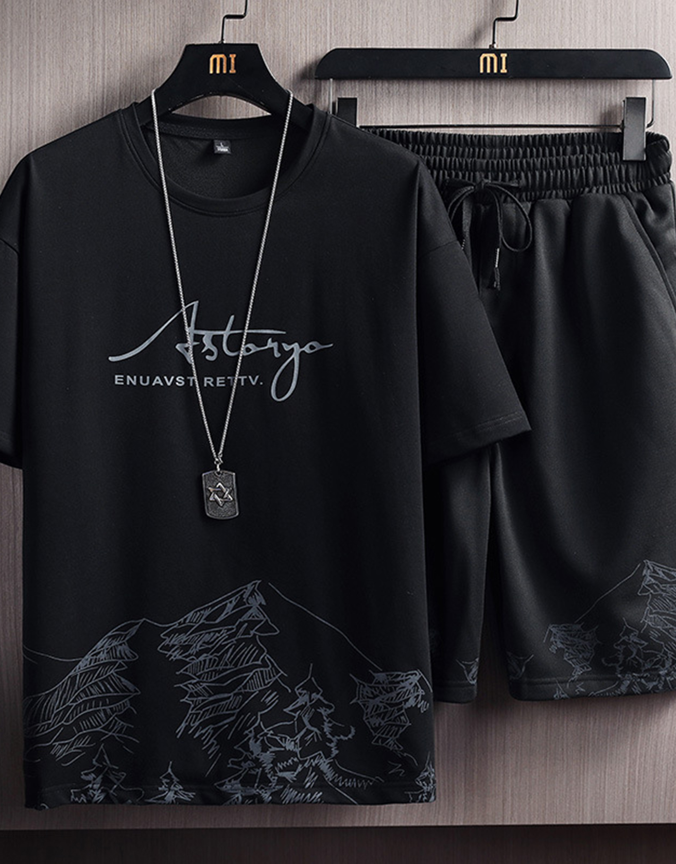Snow Mountain Line Painting Print T-shirt / TECHWEAR CLUB / Techwear