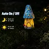 Solar Fairy-Tale Mushroom Cottage Garden Light Auto On/Off Mushroom House Statue Lawn Lights Weather-Proof Resin Mushrooms Ground Decor Lights for Yard Patio Pathway Lawn Flower Bed