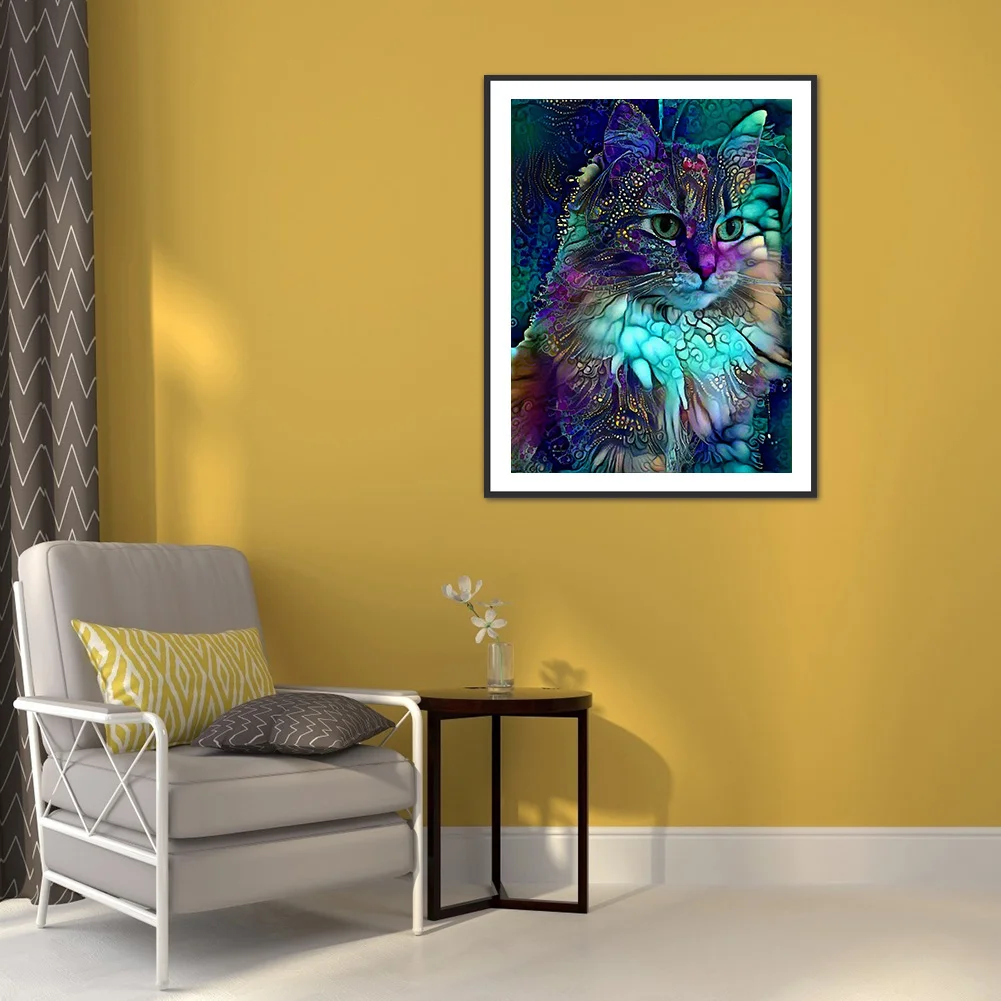 Diamond Painting - Full Round Drill - Multicolor Cat(30*40cm)