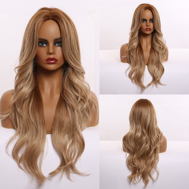 Long Wavy Wigs Blonde Brown Daily Wigs US Mall Lifes