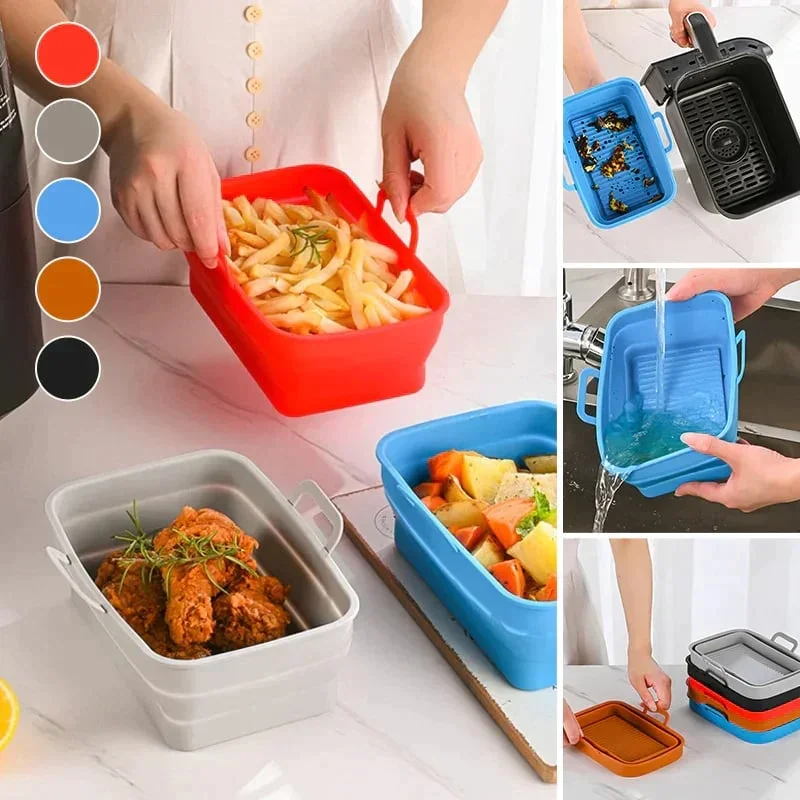 (🎁2023-Christmas Hot Sale🎁)Foldable Air Fryer Silicone Baking Tray
