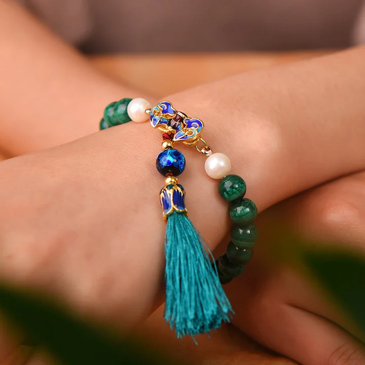 Calmness Tassel Malachite Cinnabar Bracelet
