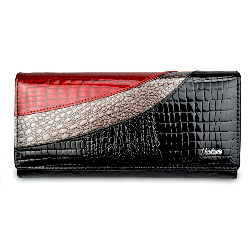 Mature Ladies Fashion Cowhide Patent Leather Wallet