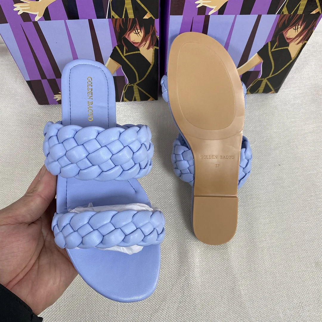 Summer Double Braid Modern Sandals Women 2021 New Flat Slides Leather Fashion Casual Slip on Sandals Woman Outdoor Beach Shoes