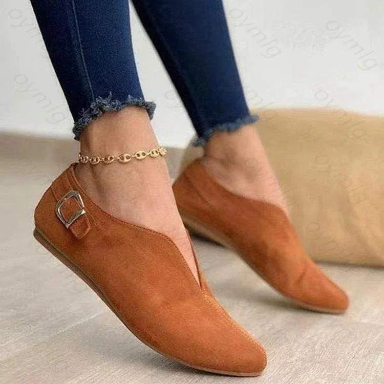 2021 Pointed Toe Suede Women Shoes Woman Loafers Summer Fashion Sweet Flat Casual Shoes Women Zapatos Mujer Plus Size34-43