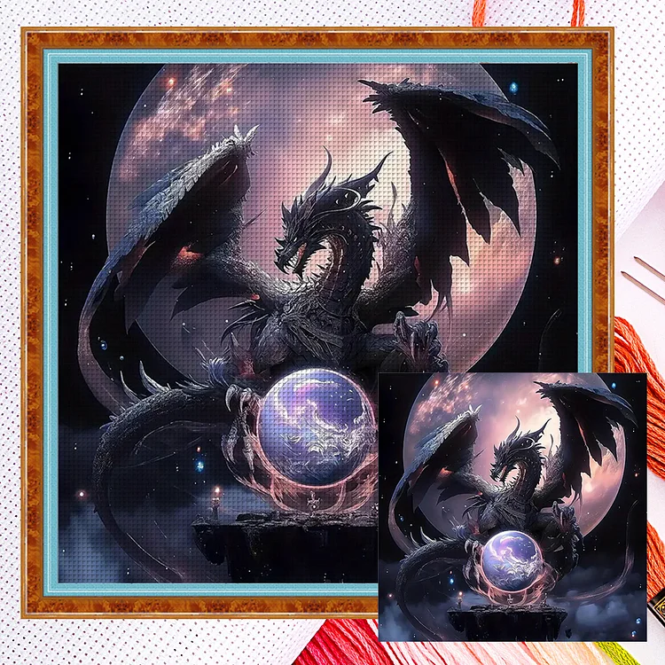 Dragon And Crystal Ball 11CT Counted Cross Stitch 40*40CM