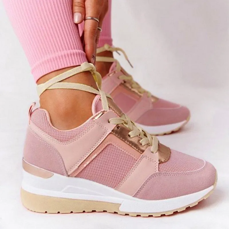 Summer Thick Bottom Sneakers For Women Wedge Sneakers Breathable Light Weight Sequined Shake Vulcanized Shoes Fashion Girls 2021