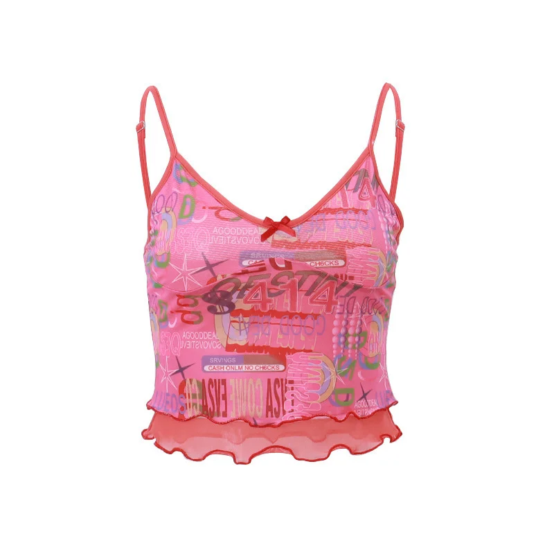 Uveng Uveng Spring New Women's Sexy Pure Desire Hot Girl Graffiti Print With A Small Vest