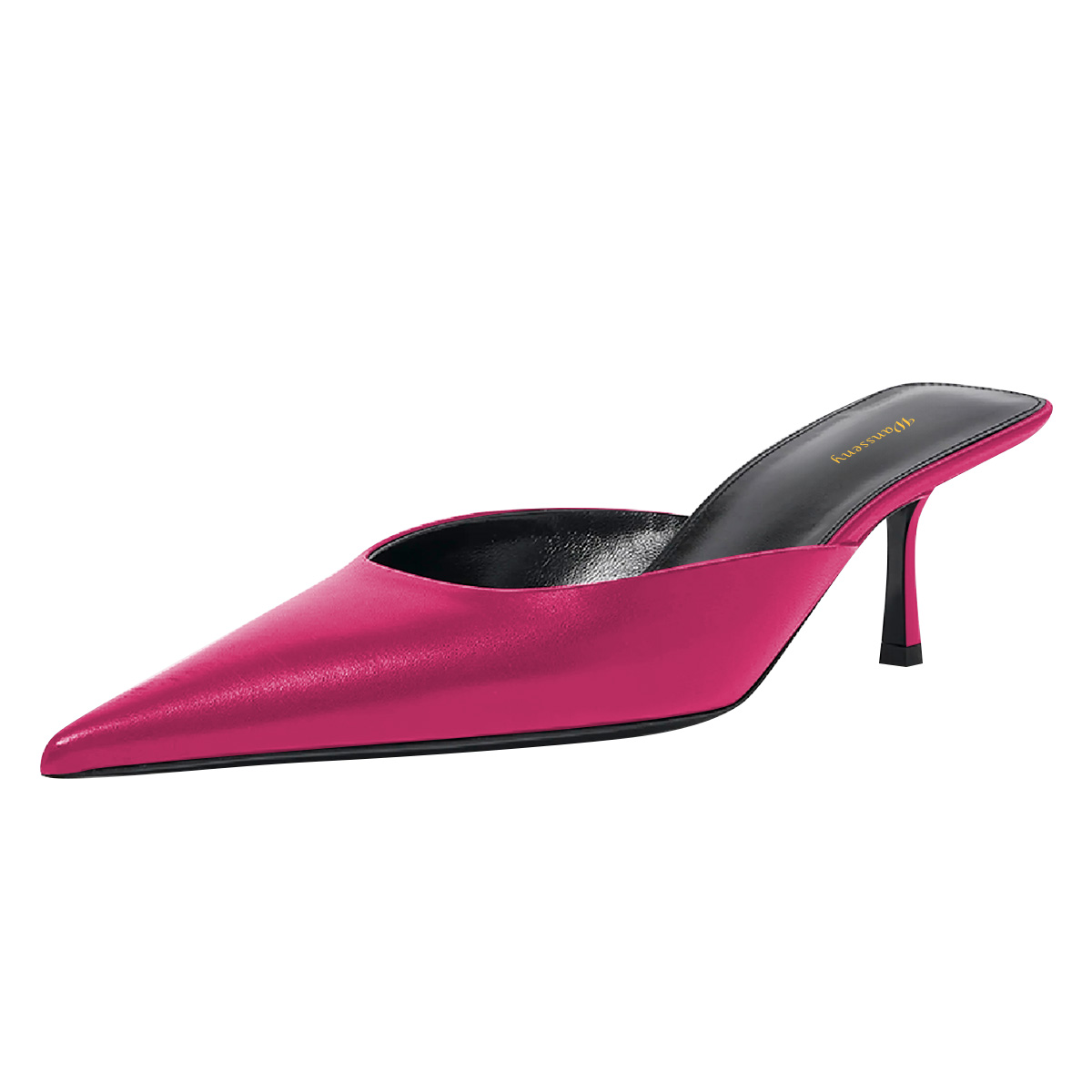 Hot Pink Slip-On Pointed Toe Mules for Women with Kitten Heel Nicepairs