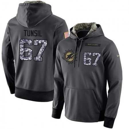 NFL Men's  Miami Dolphins #67 Laremy Tunsil Stitched Black Anthracite Salute to Service Player Performance Hoodie