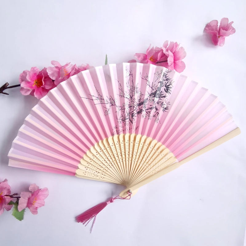 3 Pieces Ancient Style Folding Fan Female Classical Tassel Silk Fan Chinese Style Small Fan Portable Dance Craft National Fashion Fan Student Fan