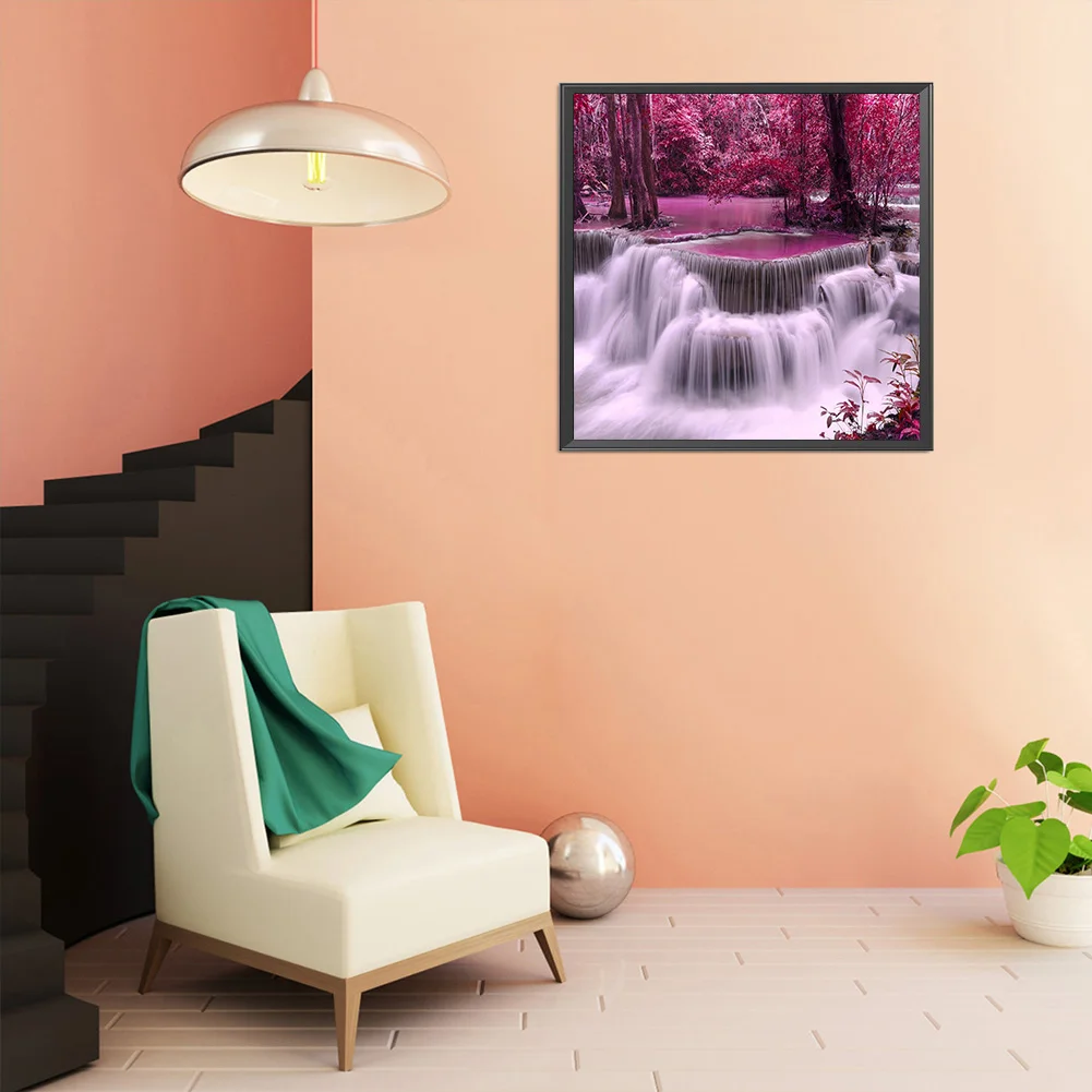 Full Round Diamond Painting 40*40cm - Forest Waterfall