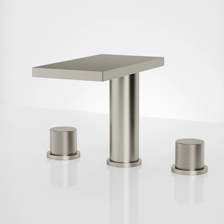 EVERSTEIN Waterfall Widespread Bathroom Basin Faucet in Brushed Nickel, 6" H