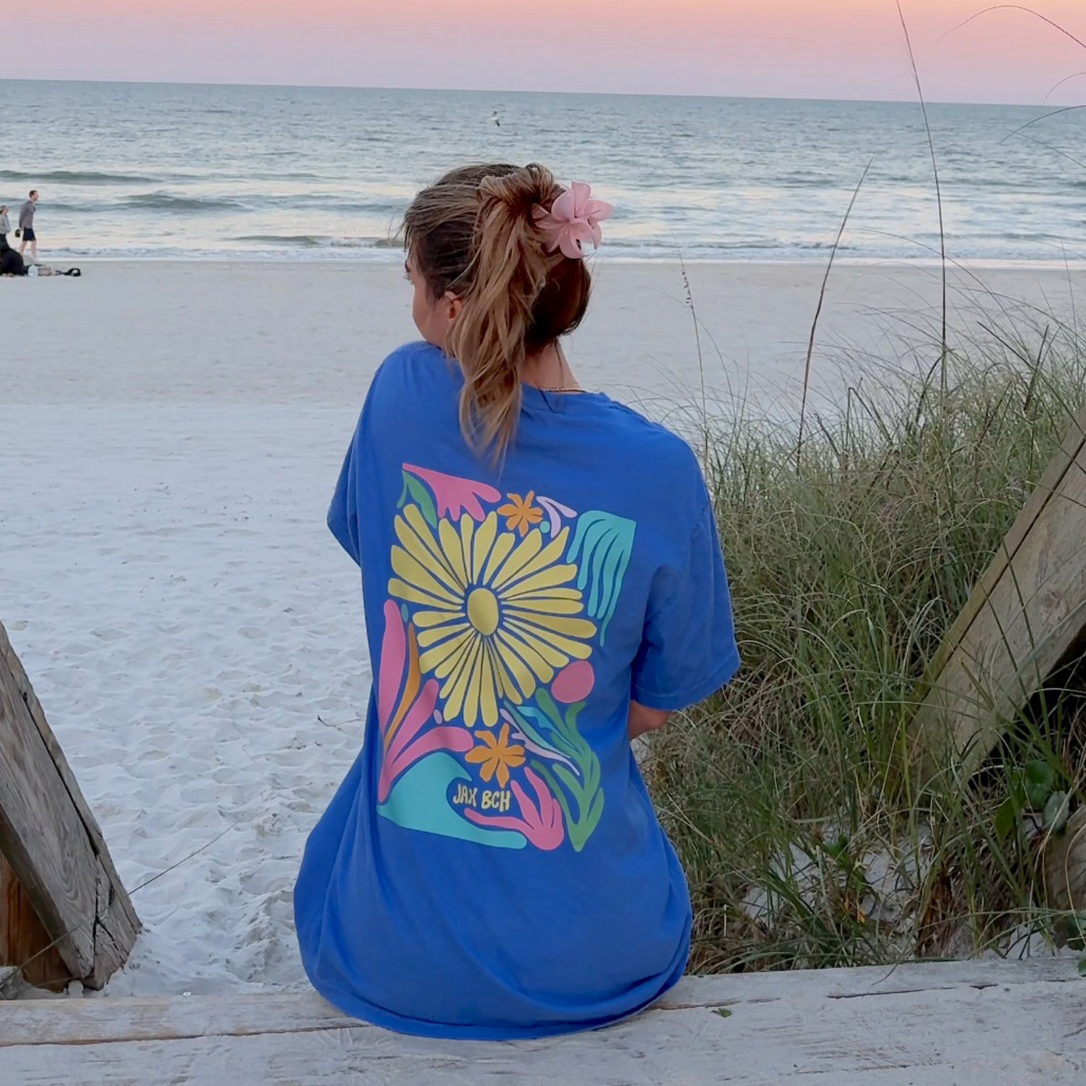  Vibrant Floral Print Beach T-Shirt for Women