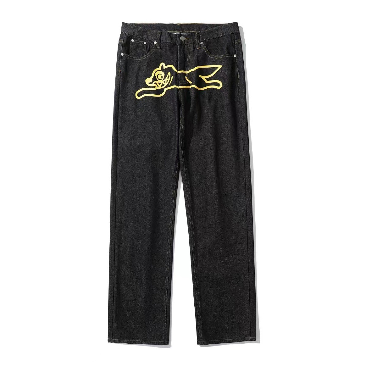 Men's Trendy Ins Hip Hop Flying Dog Print Straight Leg Loose Jeans - SOPULA