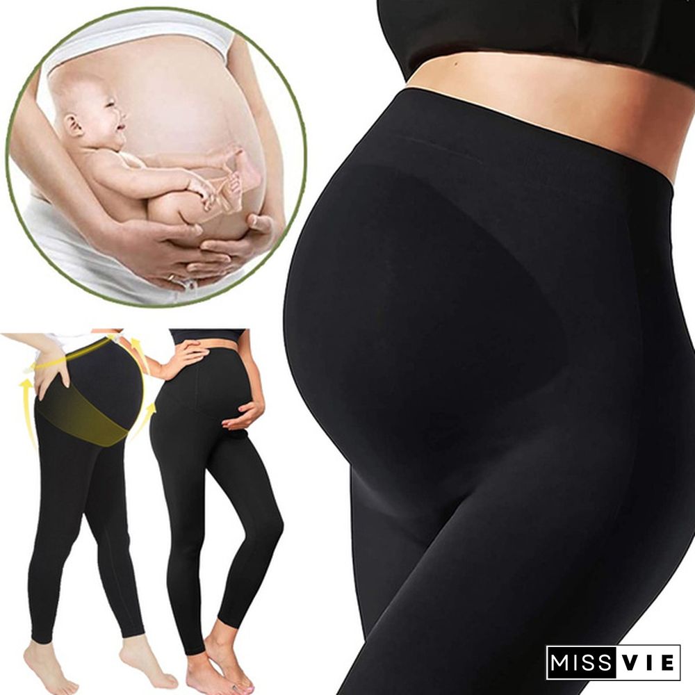 Womens Maternity Leggings Seamless Belly Compression Pregnancy Support Stretch Breathable