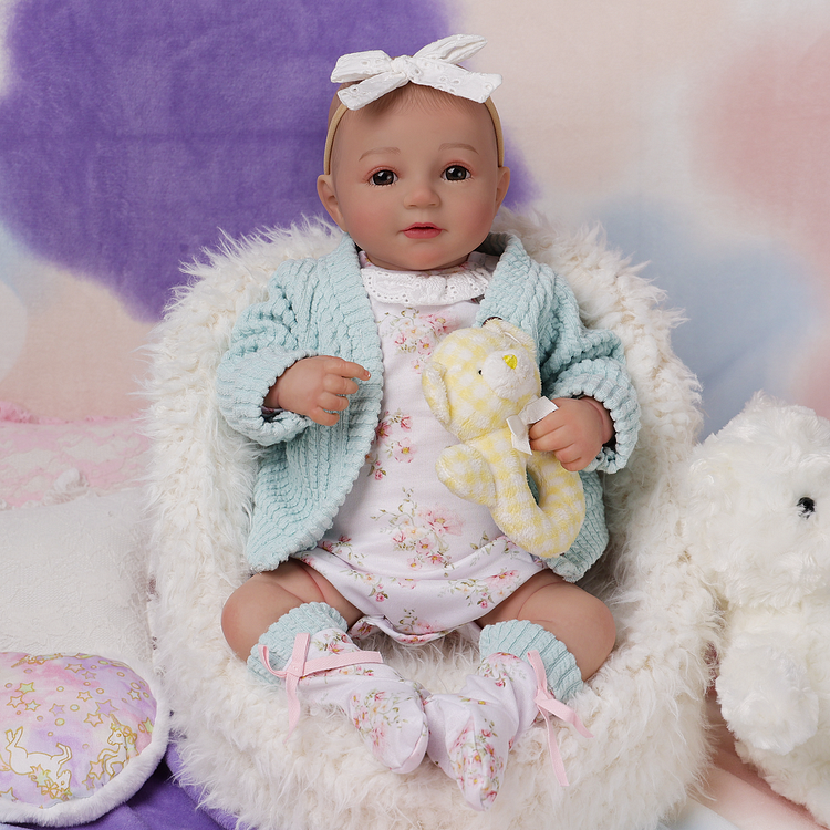 Babeside Leon 20" Reborn Baby Doll Infant Baby Girl Awake Lovely Flowers With Heartbeat Coos And Breath